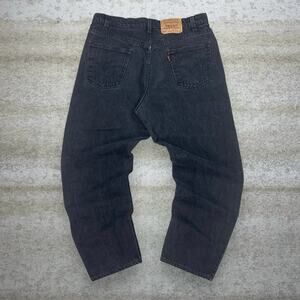 Vintage 90s Levis Jeans 550 38x30 Relaxed Jet Black Wash Denim USA Orange Tab